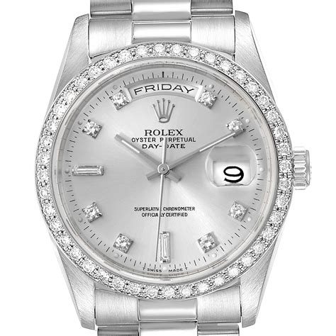 rolex day date silver diamond|rolex day date chart.